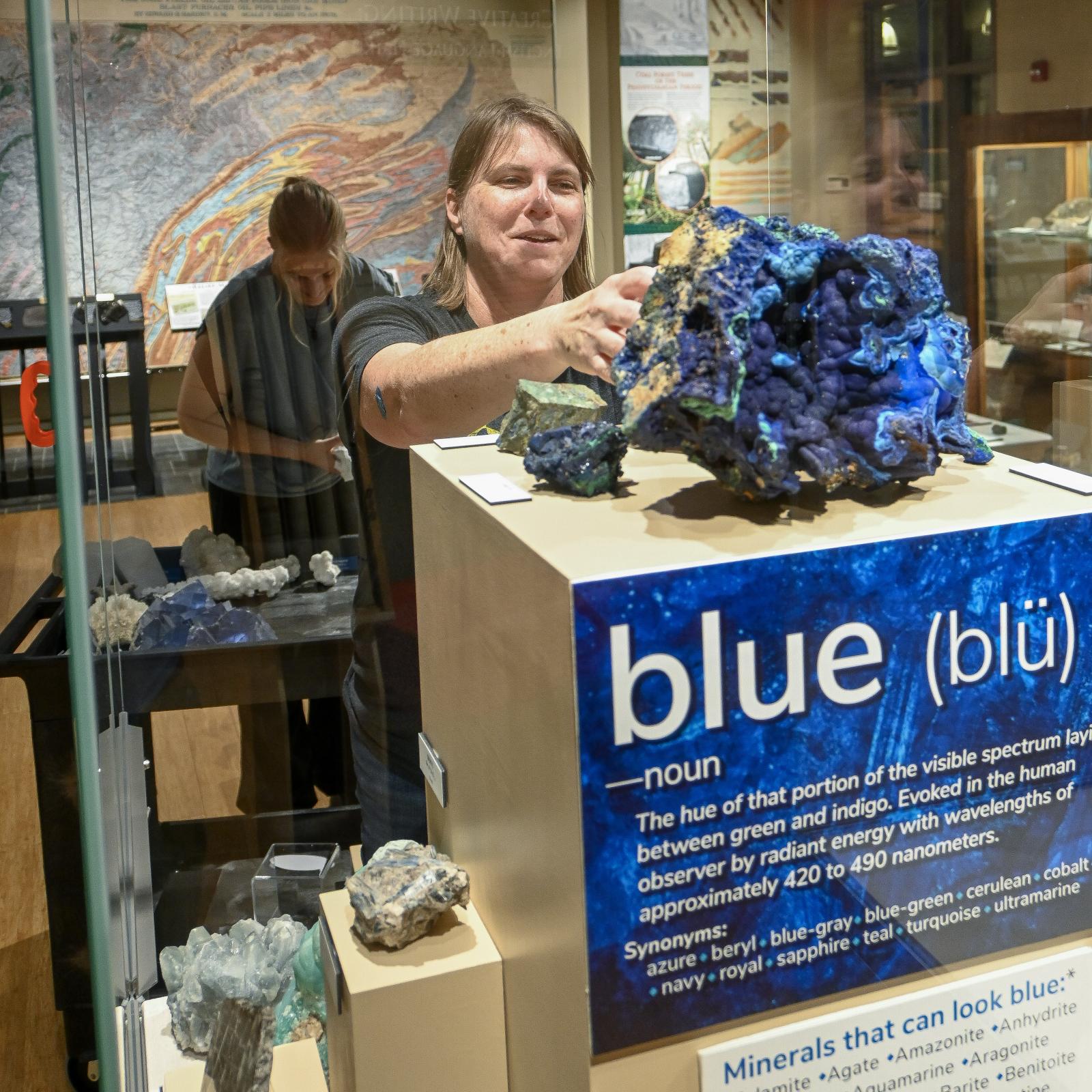 Museum staff installing an exhibit